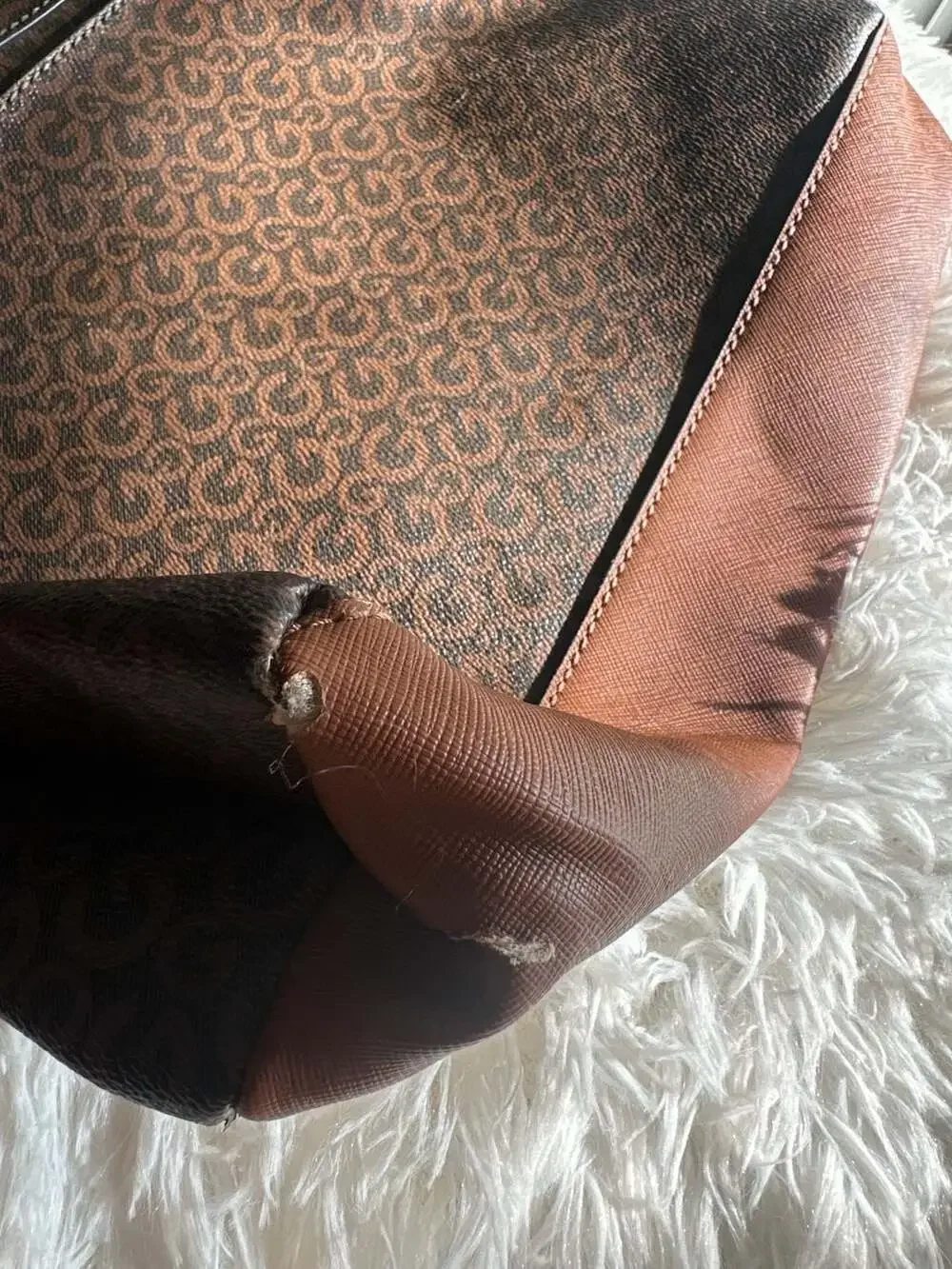GBG Los Angeles Monogram Tote Satchel with Chain Handles